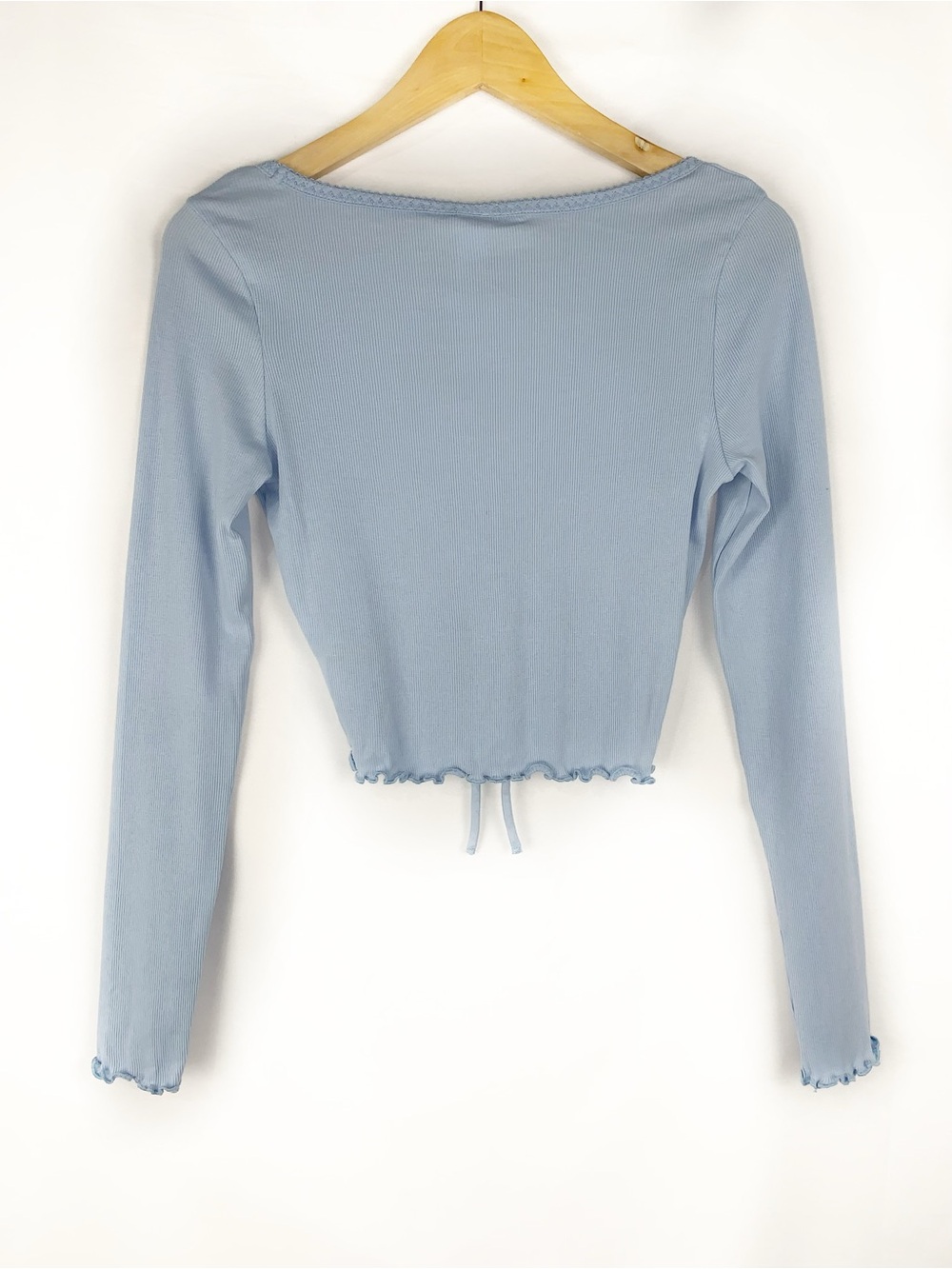 NWT H&M Ruched Front Ribbed Top in Blue - Picture 3 of 7